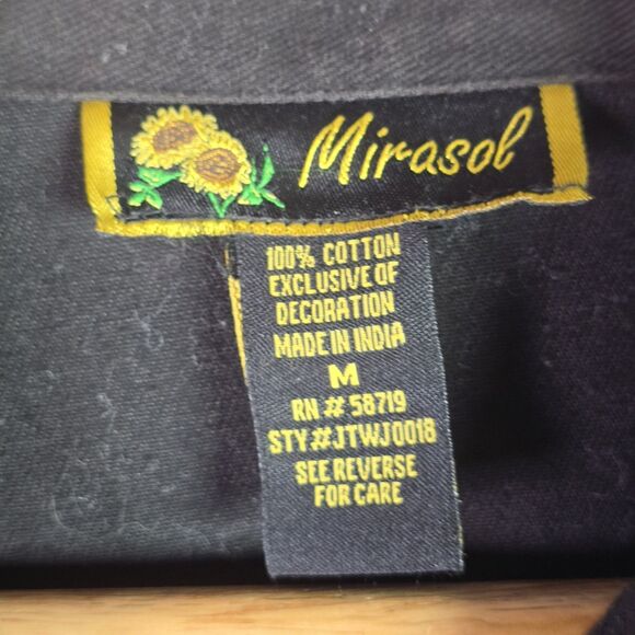 Mirasol Black Gold Embroidered Jacket M Boho Artsy Statement Maximalist Unique - Picture 4 of 15